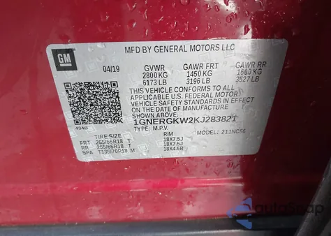 2019 Chevrolet Traverse 1Lt z USA, uszkodzony, nr VIN 1GNERGKW2KJ283821